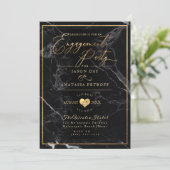 PixDezines婚約パーティ大理石/フェイク金ゴールド 招待状 (スタンド正面)