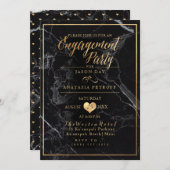 PixDezines婚約パーティ大理石/フェイク金ゴールド 招待状 (正面/裏面)