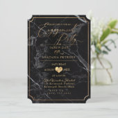 PixDezines婚約パーティ大理石/フェイク金ゴールド 招待状 (スタンド正面)