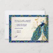 PixDezines孔雀の羽毛/アクア/ターコイズ 出欠カード (裏面)