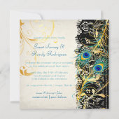 PixDezines孔雀の羽毛/アクア/ターコイズ 招待状 (裏面)