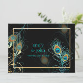 PixDezines孔雀の羽毛/アクア/ターコイズ 招待状 (スタンド正面)