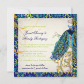 PixDezines孔雀の羽毛/アクア/ターコイズ 招待状 (裏面)