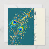 PixDezines孔雀の羽毛/ティール(緑がかった色) 招待状 (正面)