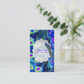 PixDezines孔雀コバルトブルー/水彩の影響 名刺 (スタンド正面)