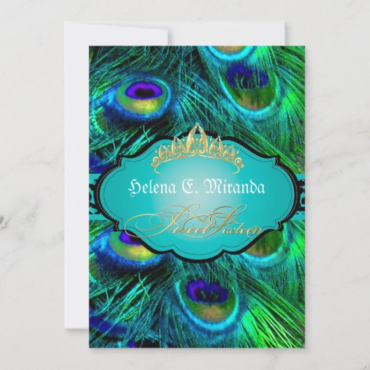 PixDezines孔雀+チーター/sweet sixteen 招待状 (正面)