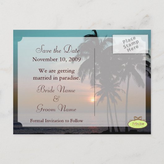 PixDezines宛先ウェディング日付を保存 案内ポストカード (裏面)