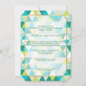 PixDezines幾何学的パターン(ユダヤ教の)バル・ミツバー/ティール(緑がかった色)グリーン 招待状 (裏面)