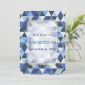 PixDezines幾何学的パターン(ユダヤ教の)バル・ミツバー/青 招待状 (スタンド正面)