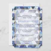 PixDezines幾何学的パターン(ユダヤ教の)バル・ミツバー/青 招待状 (裏面)