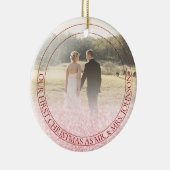 PixDezines当社の初めてのクリスマス、バラ金ゴールドグリッター セラミックオーナメント (右)