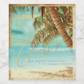 PixDezines応援ヴィンテージビーチ、トロピカルパーム ワインラベル (シングルラベル)