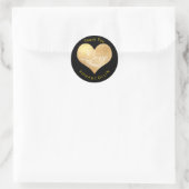 PixDezines愛/フォイルフェイク金ゴールドハート/サンキュー ラウンドシール (バッグ)