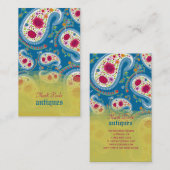 PixDezines手描きペイズリー/ディーディ背景 名刺 (正面/裏面)