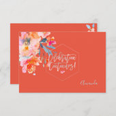 PixDezines披露宴水彩花（ユダヤ教の）バル・ミツバー✡ 出欠カード (正面/裏面)