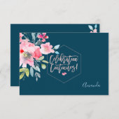 PixDezines披露宴水彩花（ユダヤ教の）バル・ミツバー✡ 出欠カード (正面/裏面)