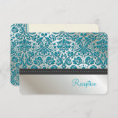 PixDezines披露宴/バロックフォフェイクイルレース/ティール(緑がかった色) エンクロージャーカード (正面/裏面)