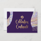 PixDezines披露宴(ユダヤ教の)バル・ミツバー/紫の水色 招待状 (正面)