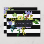 PixDezines披露宴(ユダヤ教の)バル・ミツバー/DIYstripes/フローラ 招待状 (正面/裏面)