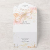 PixDezines抽象芸術コズミック赤面ピンク金ゴールド オールインワン招待状 (外側)