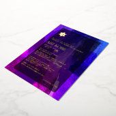 PixDezines抽象芸術モダンウォーター色バー（ユダヤ教の）バル・ミツバー 箔招待状 (回転した状態)