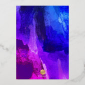 PixDezines抽象芸術モダンウォーター色バー（ユダヤ教の）バル・ミツバー 箔招待状 (裏面)