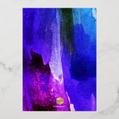 PixDezines抽象芸術モダンウォーター色バー（ユダヤ教の）バル・ミツバー 箔招待状 (裏面)