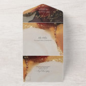 PixDezines抽象芸術宇宙フェイク金ゴールド静脈 オールインワン招待状 (外側)