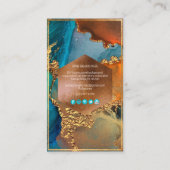 PixDezines抽象芸術水彩銅金ゴールドティール(緑がかった色)部 名刺 (裏面)