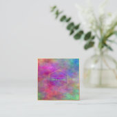 PixDezines抽象芸術水彩/ネオン スクエア名刺 (スタンド正面)