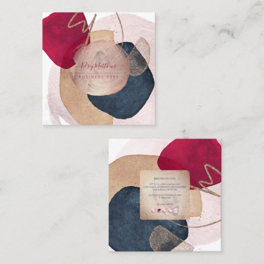 PixDezines抽象芸術配置H2バラ金ゴールド スクエア名刺 (正面/裏面)