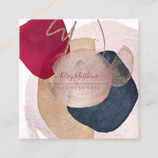 PixDezines抽象芸術配置H2バラ金ゴールド スクエア名刺 (正面)