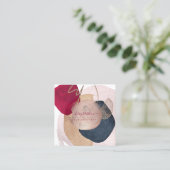 PixDezines抽象芸術配置H2バラ金ゴールド スクエア名刺 (スタンド正面)