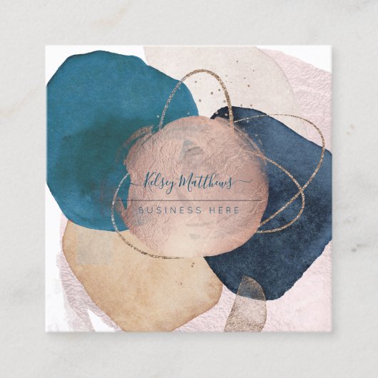 PixDezines抽象芸術配置H2バラ金ゴールド スクエア名刺 (正面)