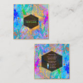 PixDezines抽象芸術銀河系/ネオンカラー スクエア名刺 (正面/裏面)