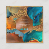 PixDezines抽象芸術銀河系H2銅金ゴールドティール(緑がかった色)Squ スクエア名刺 (裏面)