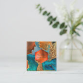 PixDezines抽象芸術銀河系H2銅金ゴールドティール(緑がかった色)Squ スクエア名刺 (スタンド正面)