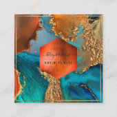 PixDezines抽象芸術銀河系H2銅金ゴールドティール(緑がかった色)Squ スクエア名刺 (正面)