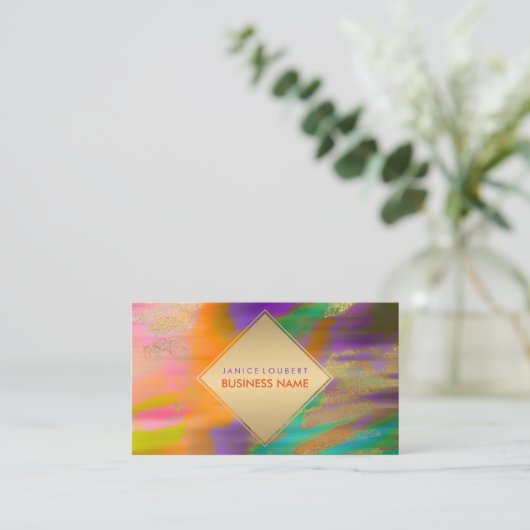 PixDezines抽象芸術Boho Watercolor 名刺 (スタンド正面)