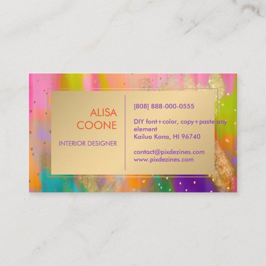 PixDezines抽象芸術Boho Watercolor 名刺 (裏面)