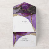 PixDezines抽象芸術Cosmic Violet Purple オールインワン招待状 (外側)