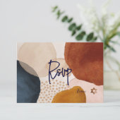 PixDezines抽象芸術RSVPネイビーバー（ユダヤ教の）バル・ミツバー✡ 出欠カード (スタンド正面)