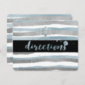 PixDezines方向/シルバー/ブルー/ストライプ(ユダヤ教の)バル・ミツバー/ エンクロージャーカード (正面/裏面)