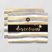 PixDezines方向/シルバー/金ゴールドストライプ/(ユダヤ教の)バル・ミツバー エンクロージャーカード (正面/裏面)