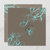 PixDezines旋回、アクア+ココア 招待状 (正面/裏面)