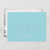 PixDezines日付を保存/プラチナ+アクア ポストカード (正面/裏面)