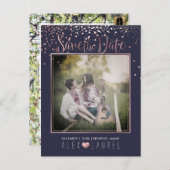 PixDezines日付救/フェイクバラ金ゴールド紙吹雪 案内ポストカード (正面/裏面)