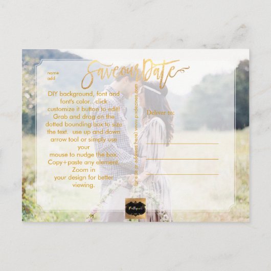 PixDezines日付/スクリプトのファンシー保存 案内ポストカード (裏面)