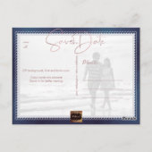 PixDezines日付/バラ金ゴールドを保存するIridescent Navy ポストカード (裏面)