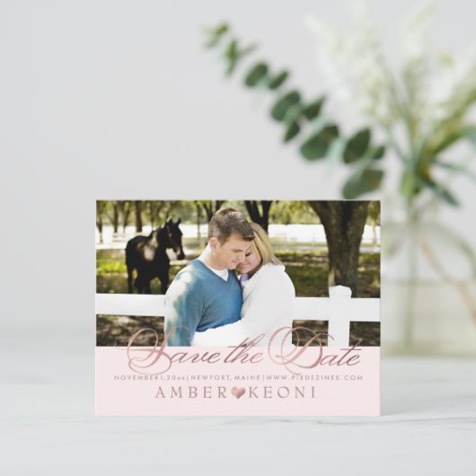 PixDezines日付/バラ金ゴールド/おもしろいフェイクスクリプトの保存 案内ポストカード (スタンド正面)